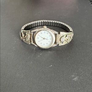 Vintage 925 Sterling Silver Southwestern Navajo Style Watch